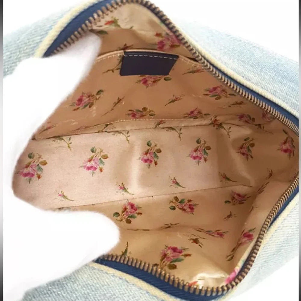 SOLD❤️ GUCCI GG Marmont Blue Denim Shoulder Bag - Picture 4 of 9